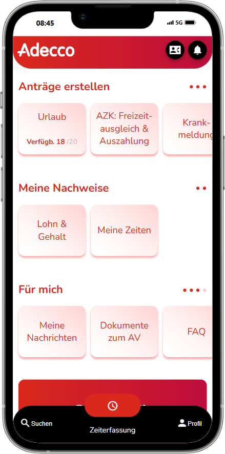 Smartphone mit Adecco-App