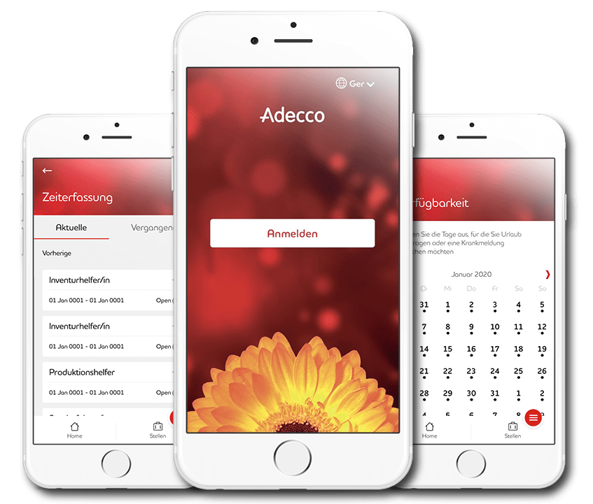 Smartphone mit Adecco-App